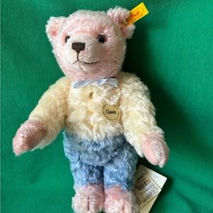 Steiff  bear Growler mohair Rose Blue 12” tags GUC ear button posable w box